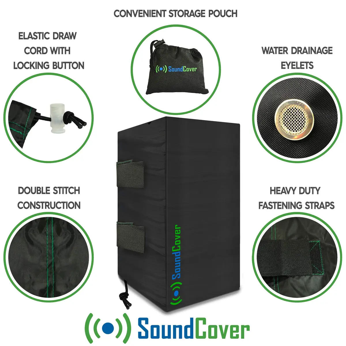 SoundCover Medium Outdoor Speaker Covers | UV50+ Water-Resistant 210T Polyester (13.6"H x 7.9"W x 8.9"D) | Set of 2 - view 3