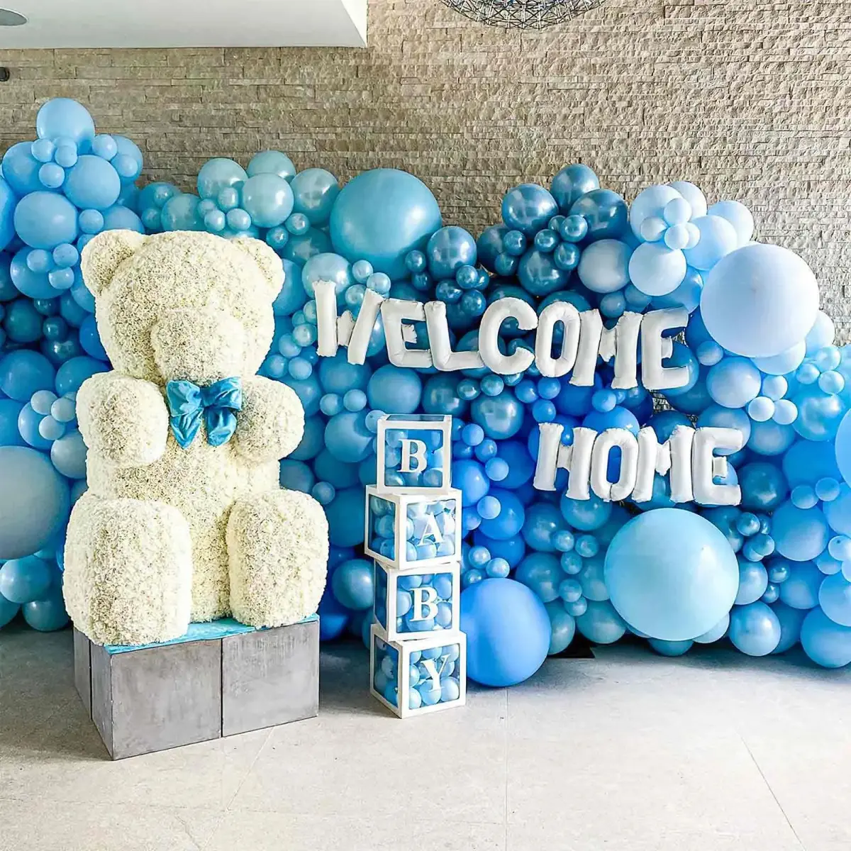 PartyWoo Blue and White Balloons 100pcs 12 Inch Pearl Blue White Balloons | ASTM Certified Latex Party Balloons - view 4