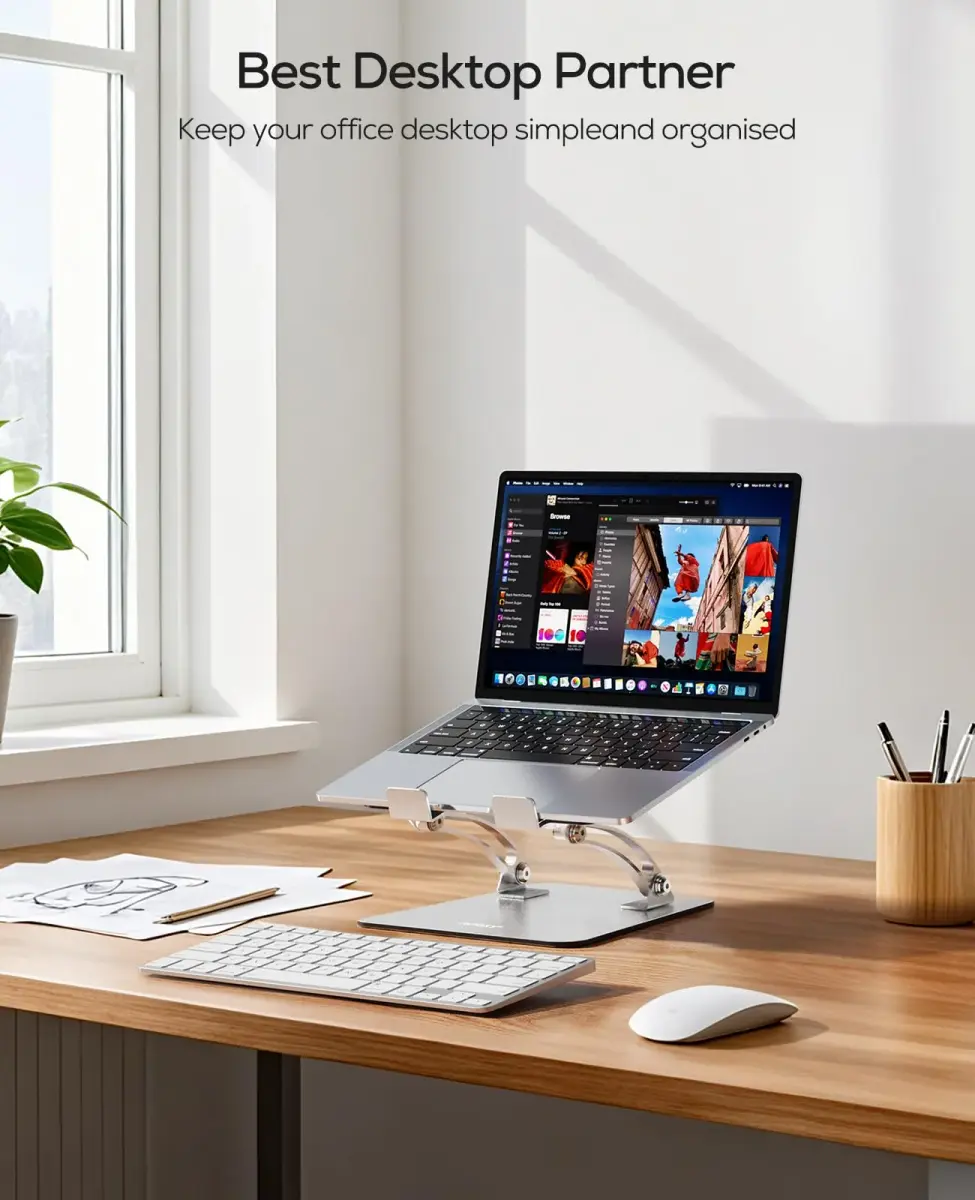 Nulaxy Ergonomic Adjustable Laptop Stand for Desk, Dual Foldable Computer Riser with Advanced Heat-Vent, Heavy-Duty Portable Notebook Holder for Posture Correction, Compatible with Mac 10-16" Laptops - view 8