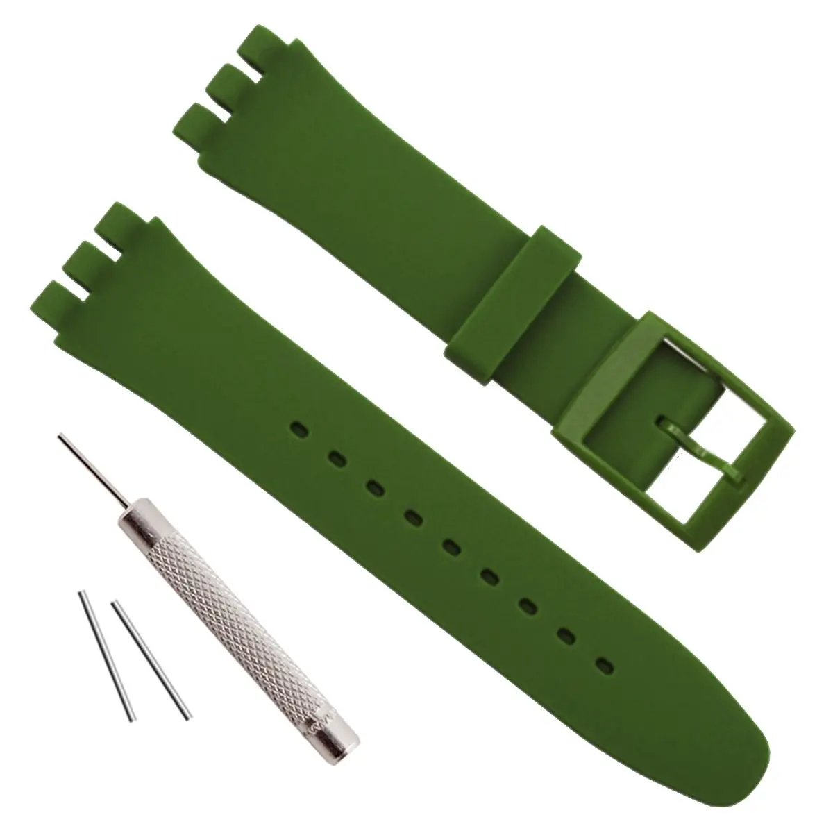 GREENOLIVE Silicone Rubber Watch Strap for Swatch 19mm (0.75 in) | Water-Resistant, Breathable, Lightweight - main product image