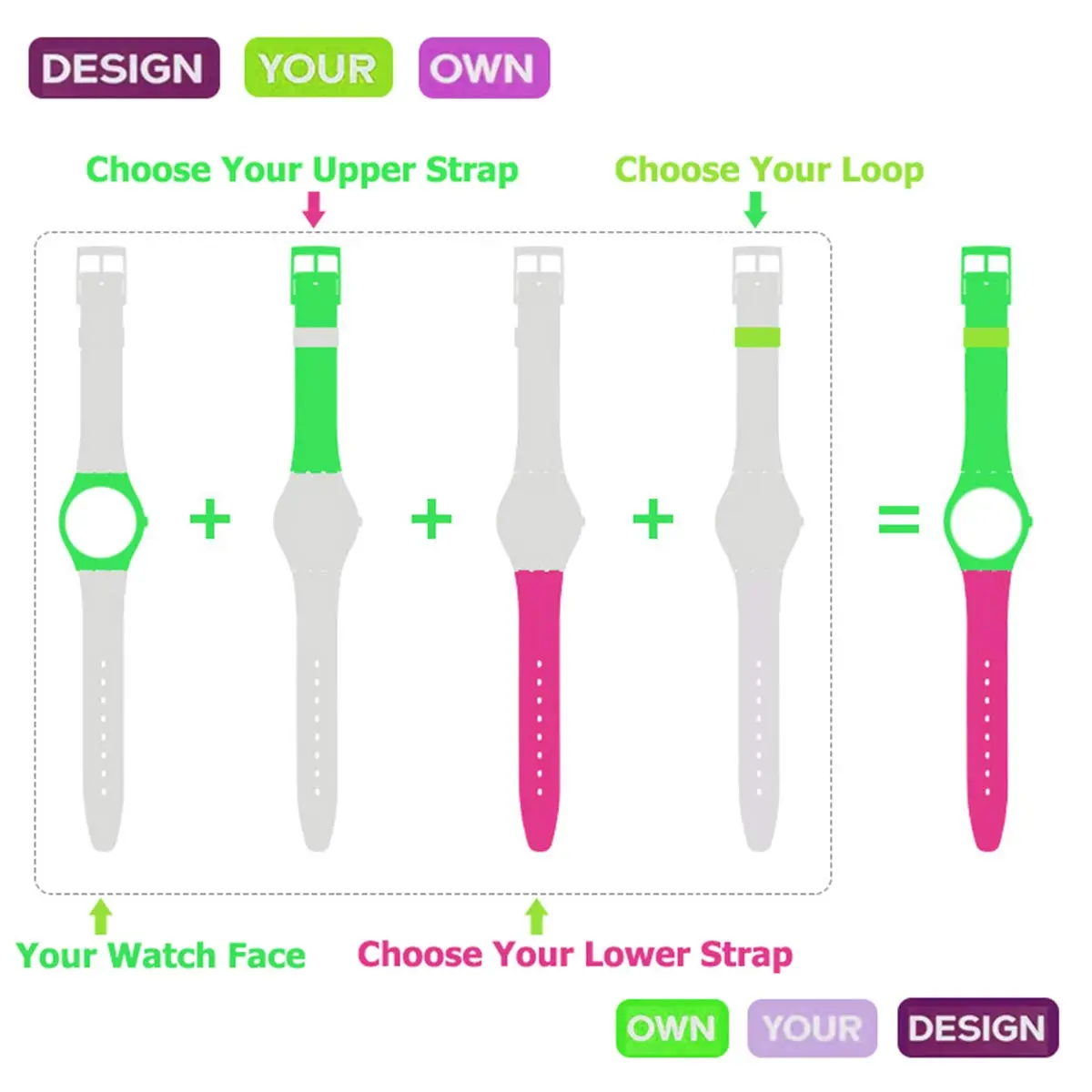 GREENOLIVE Silicone Rubber Watch Strap for Swatch 19mm (0.75 in) | Water-Resistant, Breathable, Lightweight - view 5