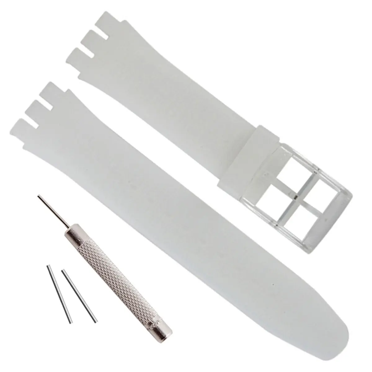GREENOLIVE Replacement Silicone Watch Strap for Swatch 17mm Translucent | Lightweight & Waterproof - main product image
