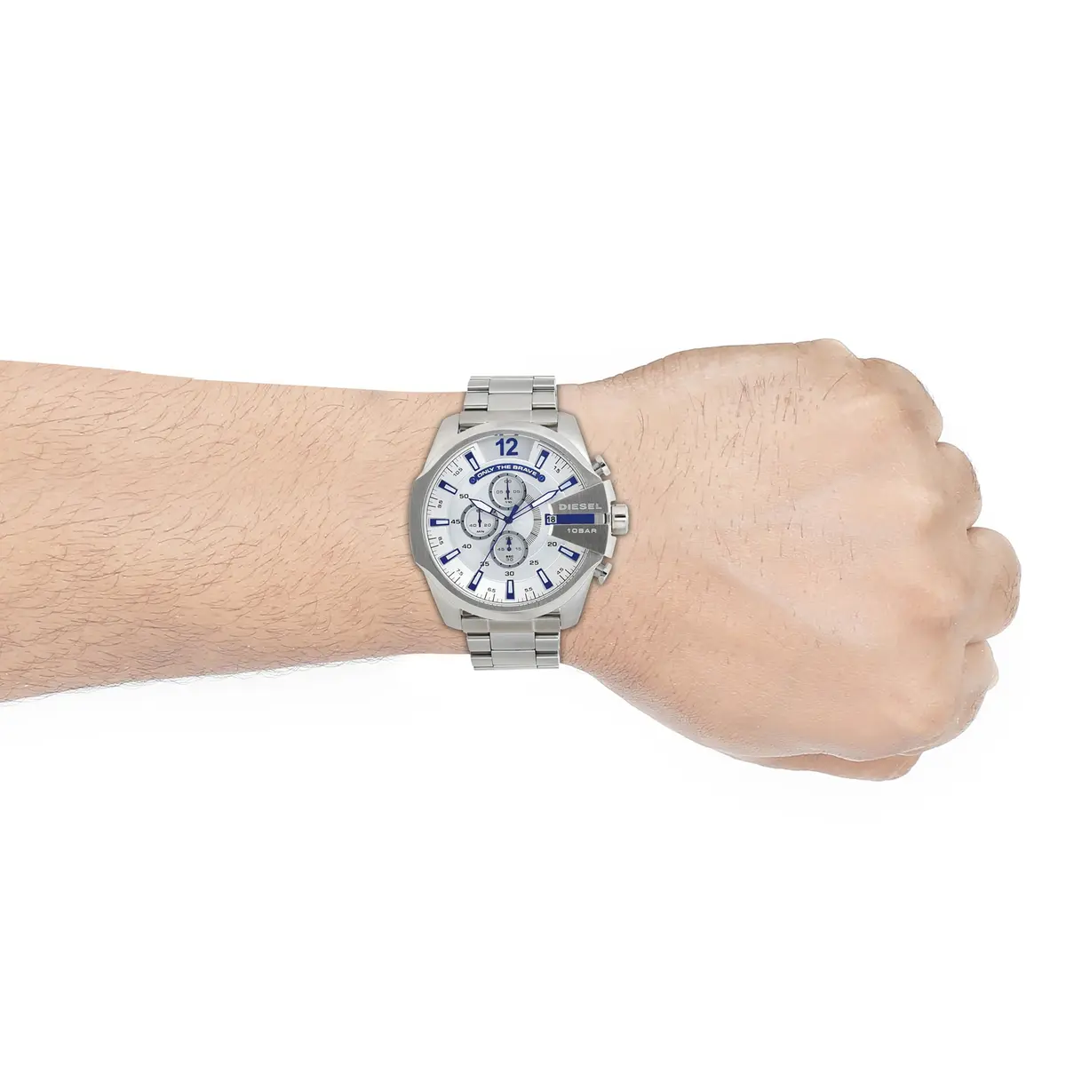 Diesel Mega Chief Chronograph Men's Watch 51MM Stainless Steel Silver/Blue - view 3