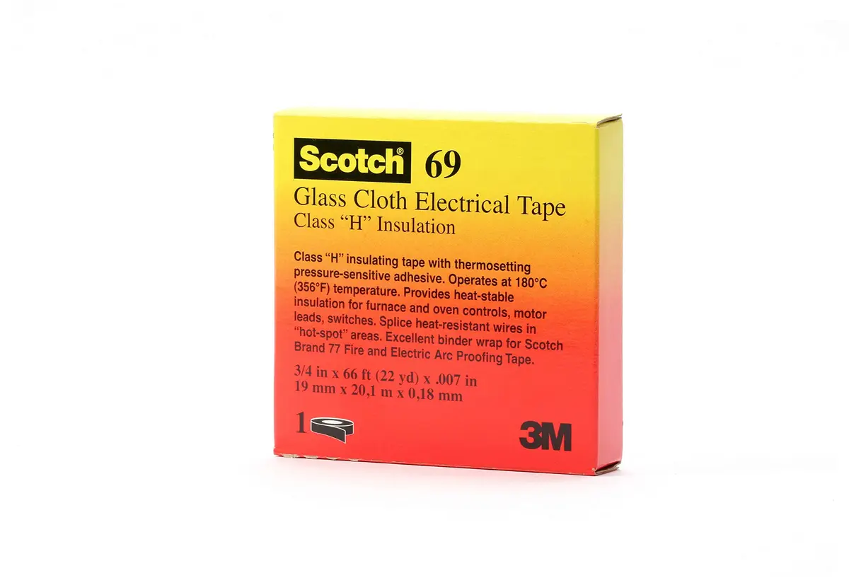 3M Glass Cloth Electrical Tape 69, 1/2" x 36 yd, White | High Temp Insulation & Flame Retardant - view 2