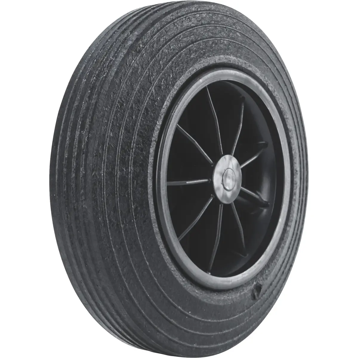Roll-Tech 8in Snap-Lock Trash Can Replacement Wheel, Black | Quiet Rubber Tire, 250 lbs Load - main product image