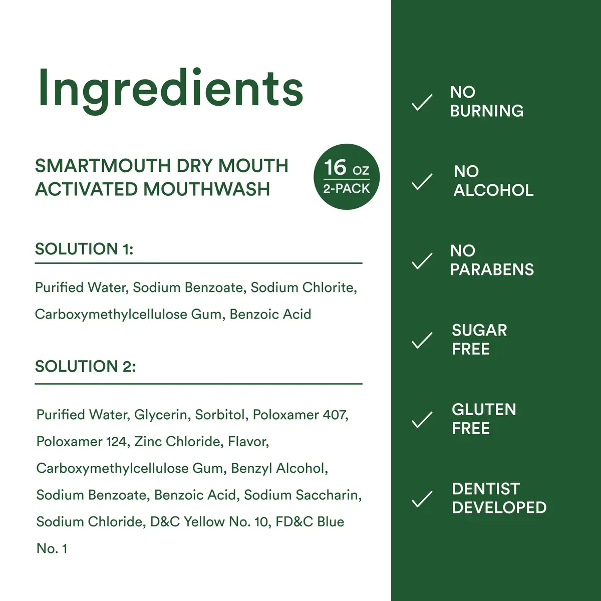 SmartMouth Dry Mouth Zinc Activated Mouthwash, Mint, 16 fl oz (473 ml) | Moisturizes & Eliminates Bad Breath - view 8