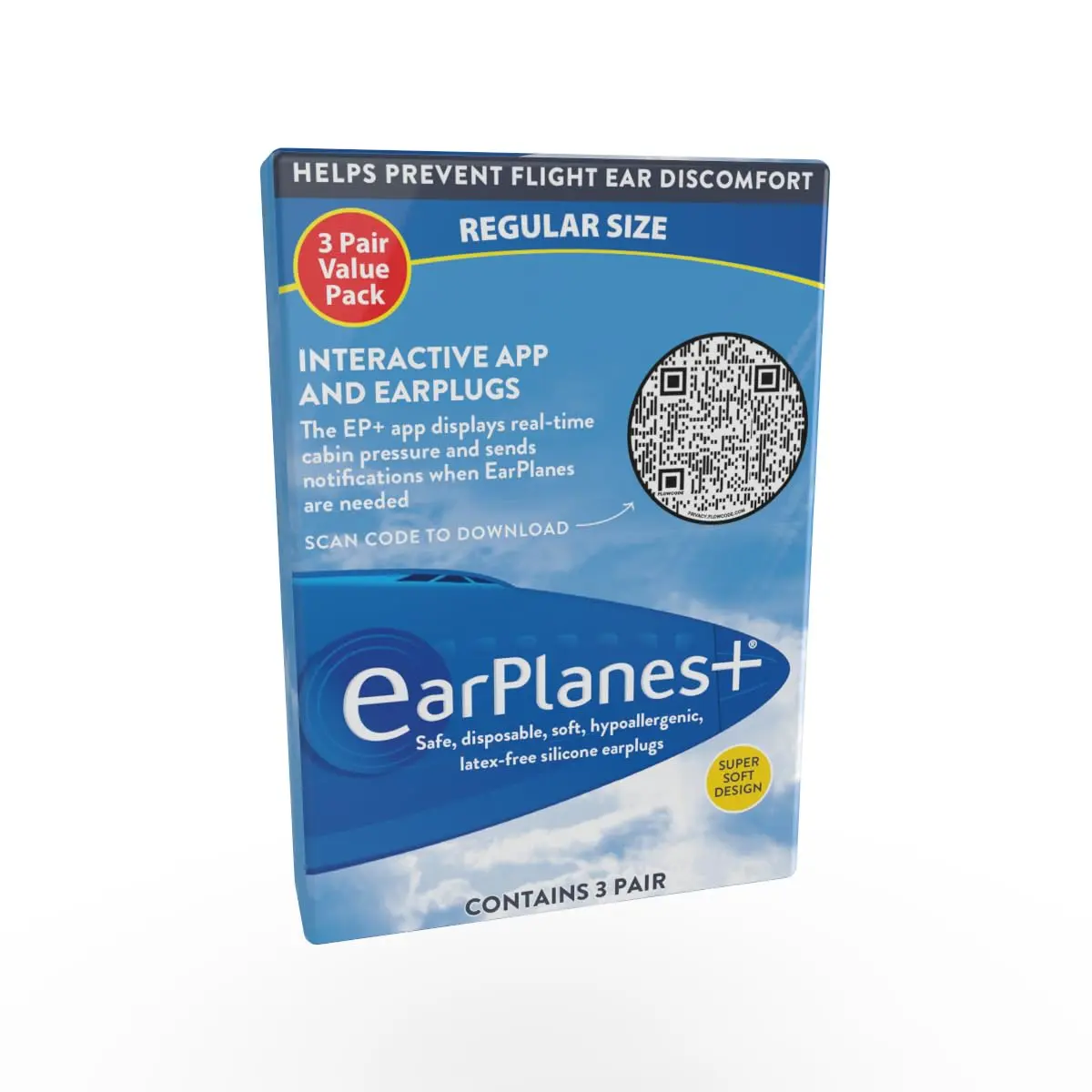 Earplanes Super Soft Adult Ear Plugs for Air Travel | Regulates Cabin Pressure & Noise Reduction - main product image