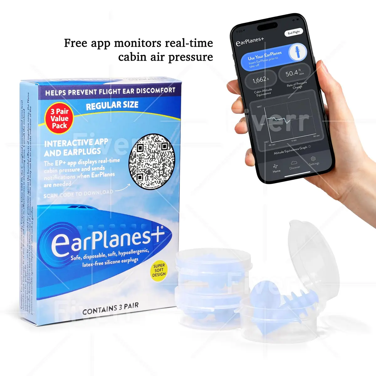 Earplanes Super Soft Adult Ear Plugs for Air Travel | Regulates Cabin Pressure & Noise Reduction - view 3
