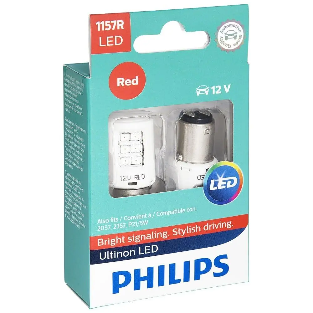 Philips Ultinon LED Red 1157RLED Bulb (2-Pack) | Intense Red Signaling for Cars - main product image