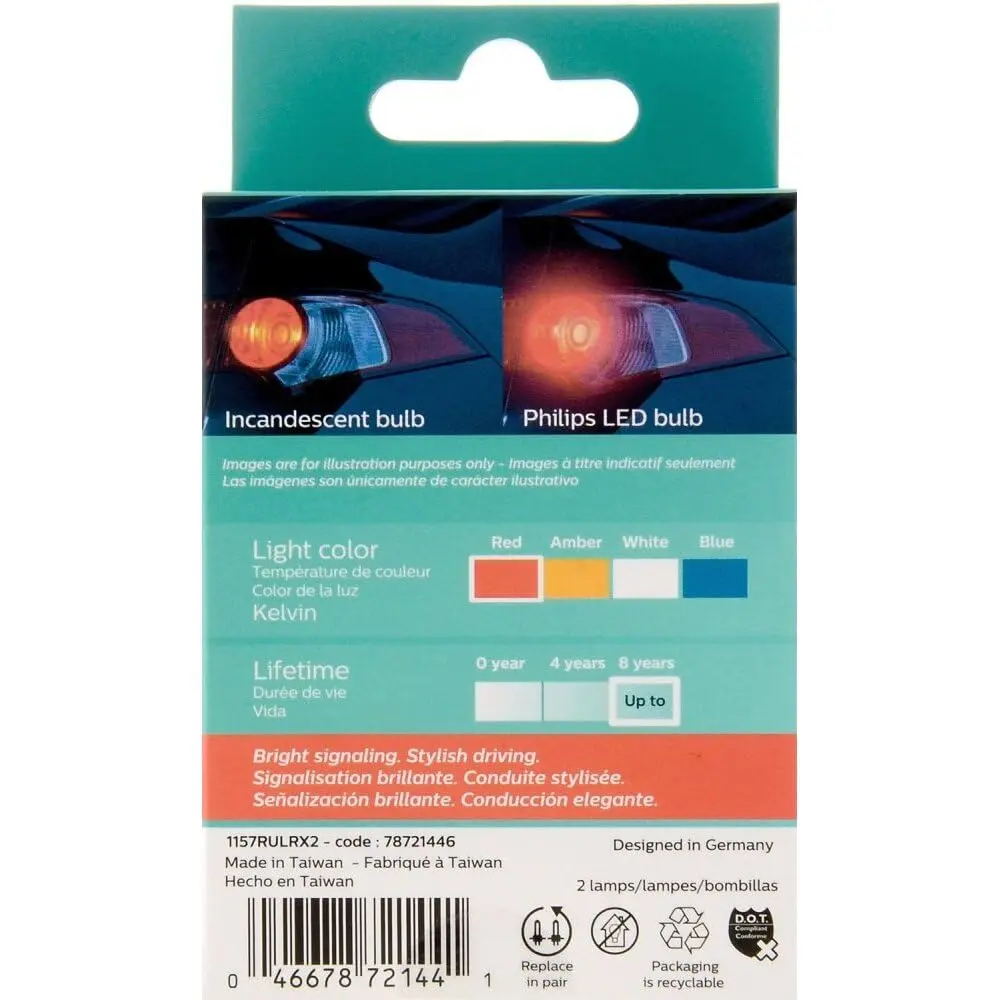 Philips Ultinon LED Red 1157RLED Bulb (2-Pack) | Intense Red Signaling for Cars - view 2
