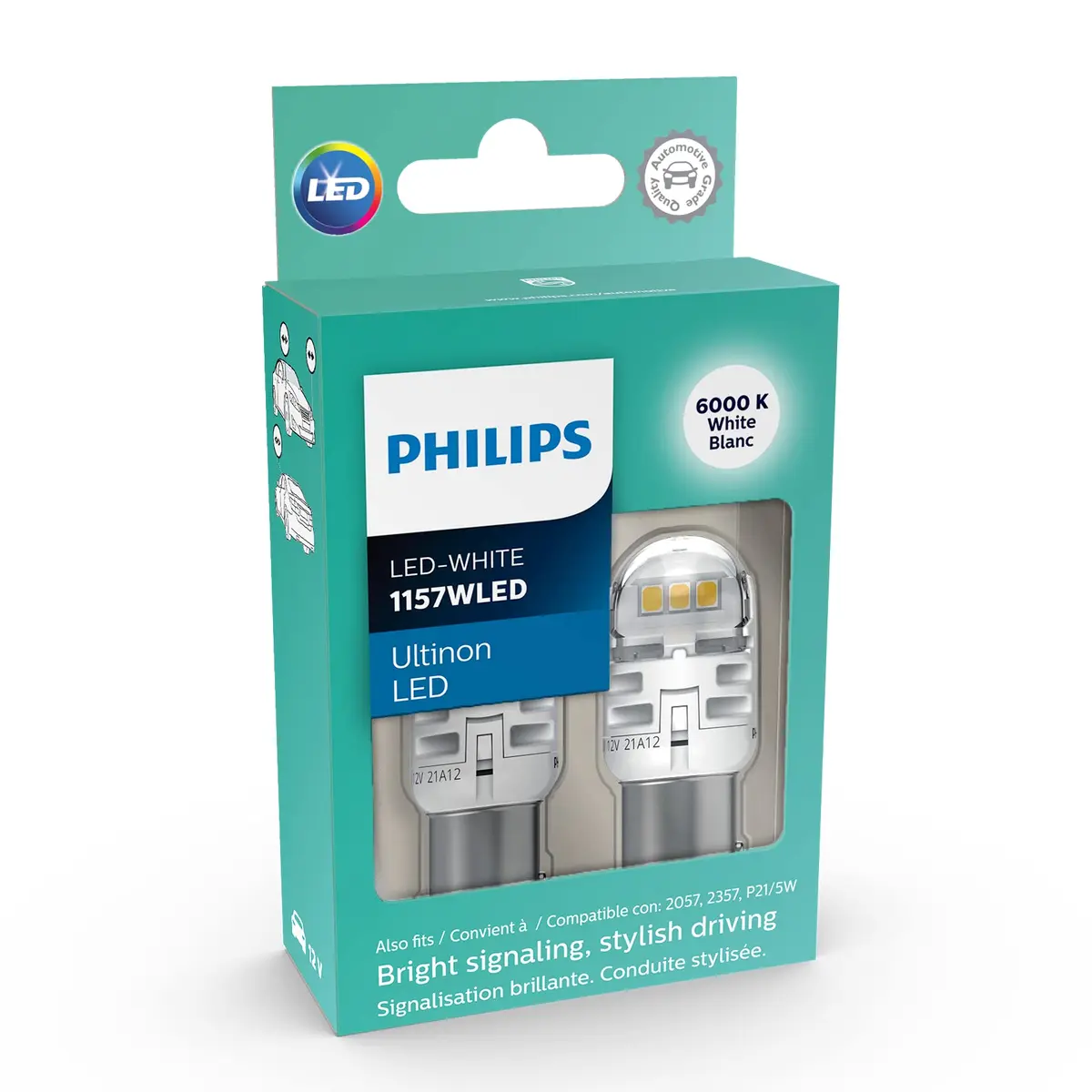 Philips Ultinon LED Red 1157RLED Bulb (2-Pack) | Intense Red Signaling for Cars - main product image