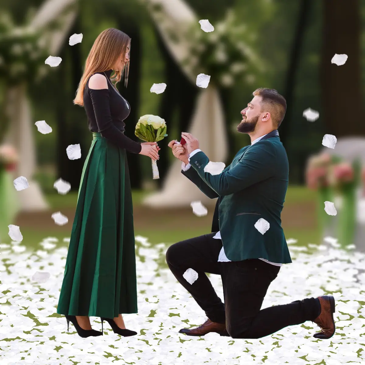 BESKIT Artificial Fake Rose Petals, Silk Flowers Petals, 3000 PCS, White | Reusable, Realistic Wedding Decor - view 5