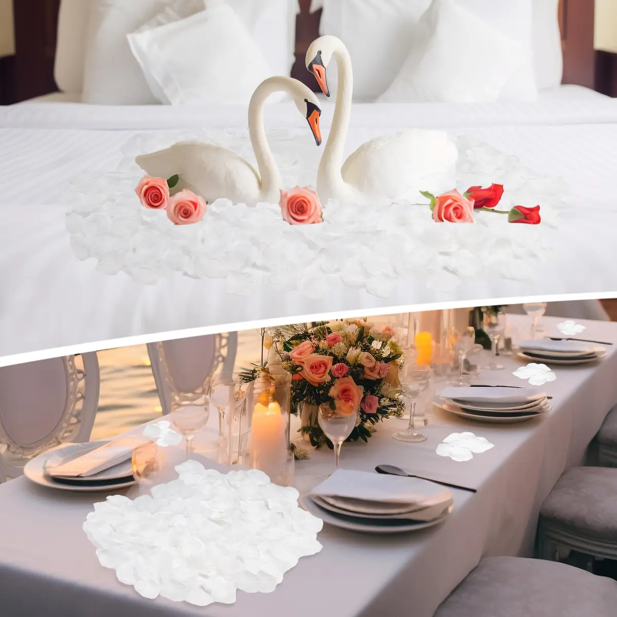 BESKIT Artificial Fake Rose Petals, Silk Flowers Petals, 3000 PCS, White | Reusable, Realistic Wedding Decor - view 7