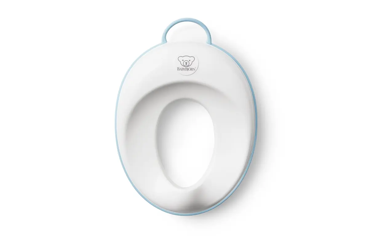 BabyBjörn Toilet Trainer White/Turquoise 29cm (11.5in) | Ergonomic Design for Toddler Potty Training - main product image