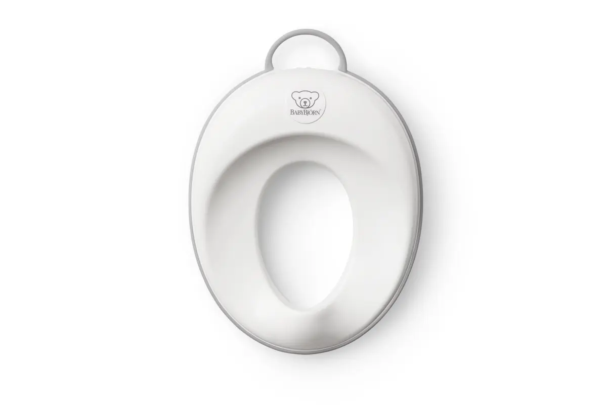 BabyBjörn Toilet Trainer White/Gray | Ergonomic Design for Toddlers, Easy Clean Splashguard - main product image