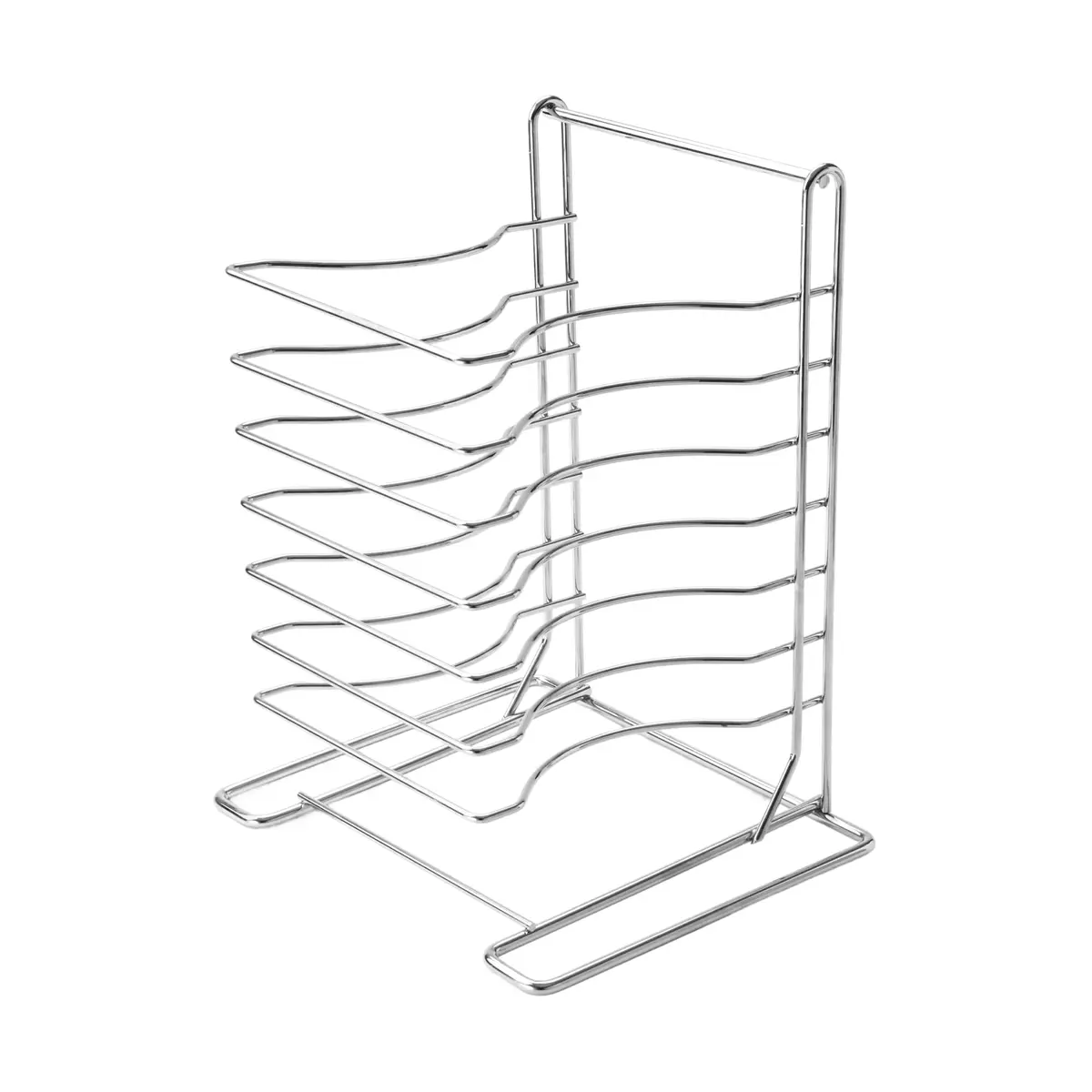 American Metalcraft 19107 Pizza Rack - 7-Tier, Chrome Steel - Wall Mount or Freestanding, 15"H x 10"W x 12"L - main product image