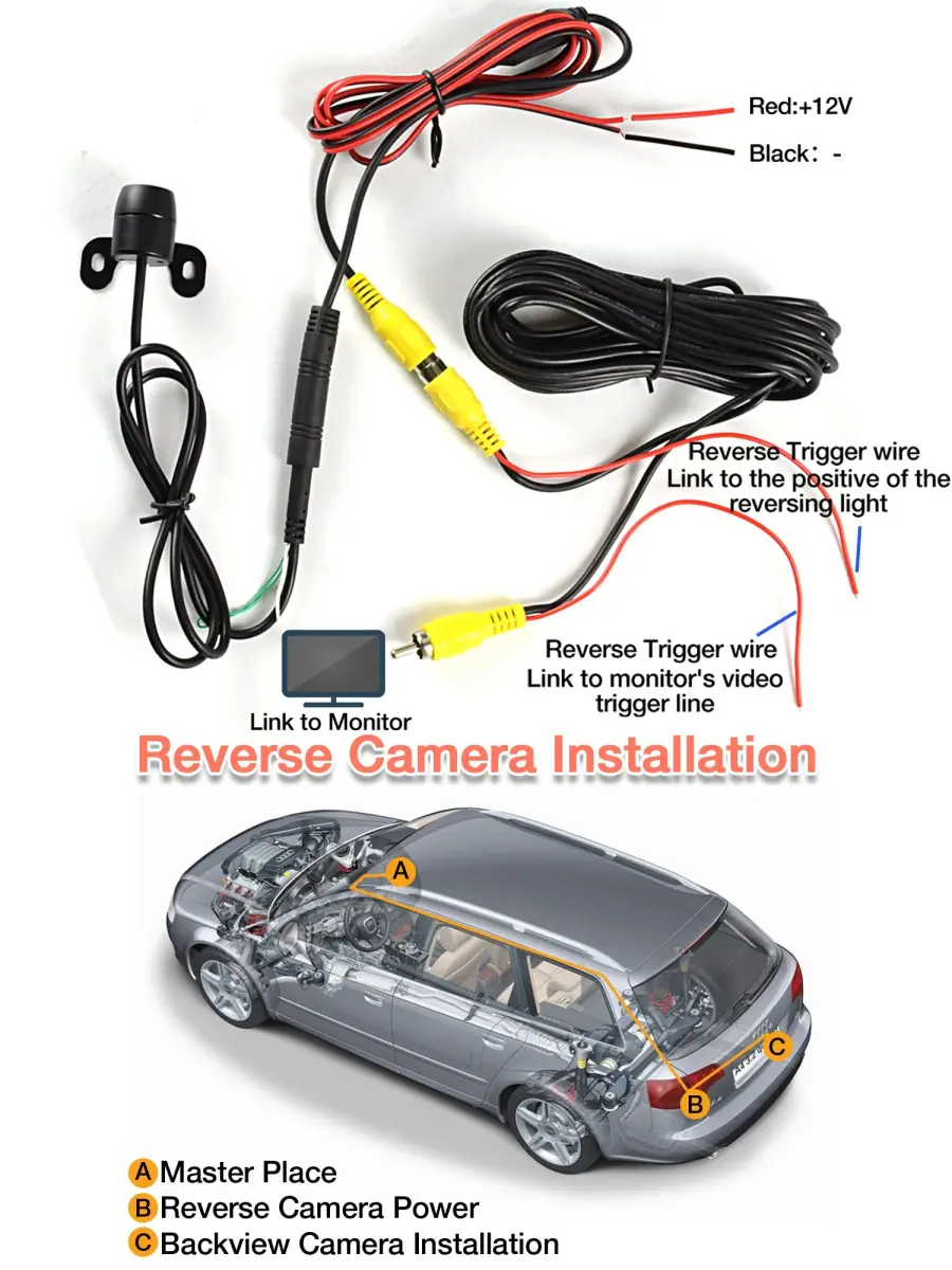 NOAUKA HD Universal Backup Camera 160° FOV Black | CMOS Sensor, 12V DC - view 5