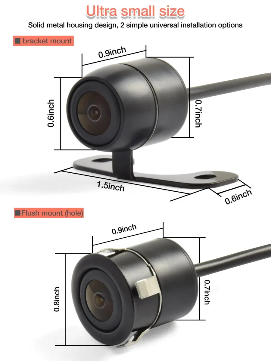 NOAUKA HD Universal Backup Camera 160° FOV Black | CMOS Sensor, 12V DC - view 2