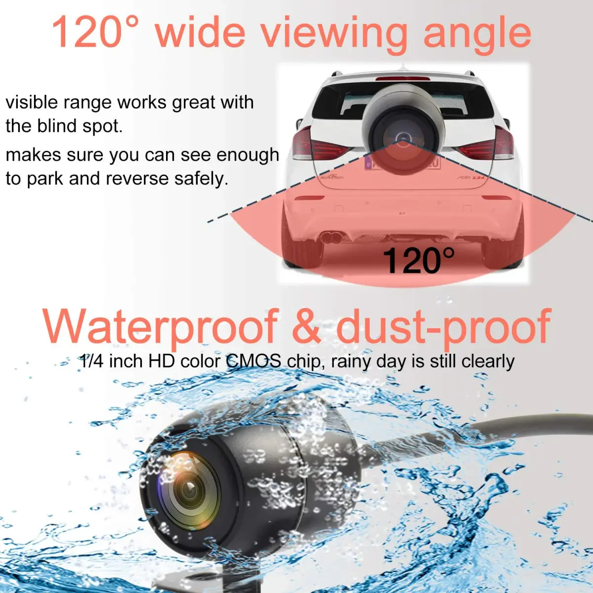 NOAUKA HD Universal Backup Camera 160° FOV Black | CMOS Sensor, 12V DC - view 3