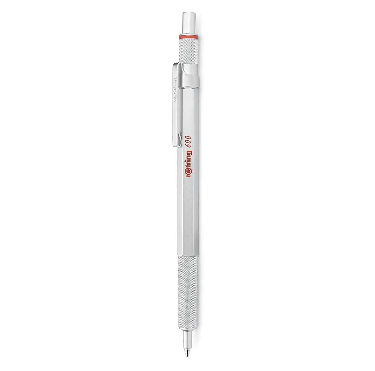 Rotring 600 Ballpoint Pen, Medium Point, Black Ink, Silver Metal Barrel, Refillable, 1 Count | Smooth Ink Flow - main product image