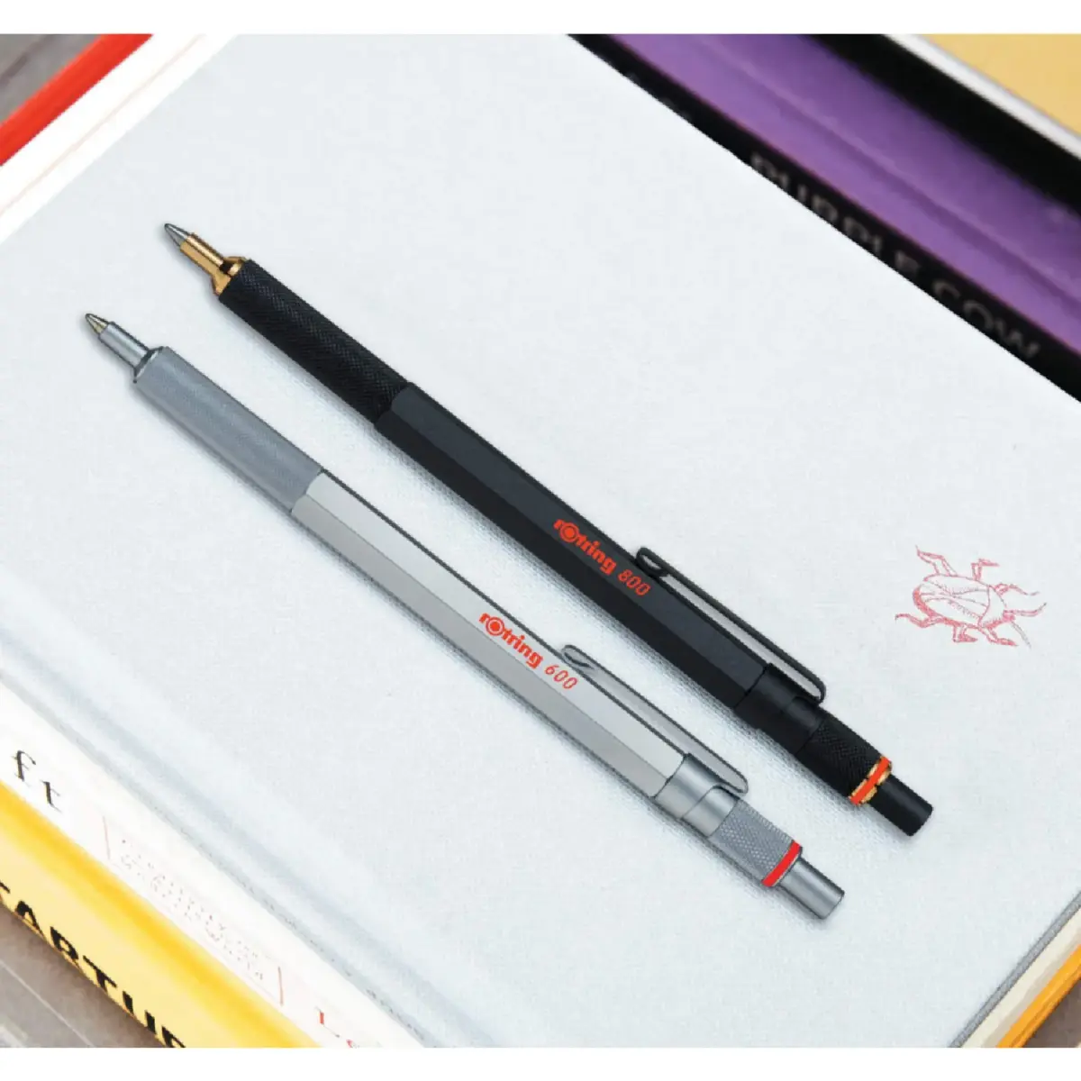 Rotring 600 Ballpoint Pen, Medium Point, Black Ink, Silver Metal Barrel, Refillable, 1 Count | Smooth Ink Flow - view 2