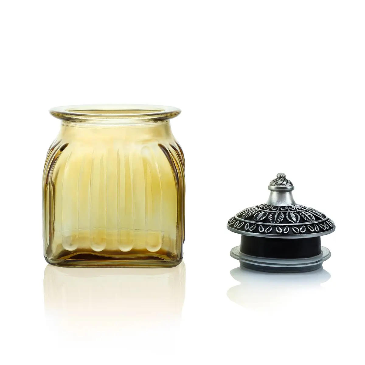 SOCOSY Vintage Crystal Glass Candy Jar with Lid 24 oz | Elegant Kitchen Storage & Wedding Gift - view 2