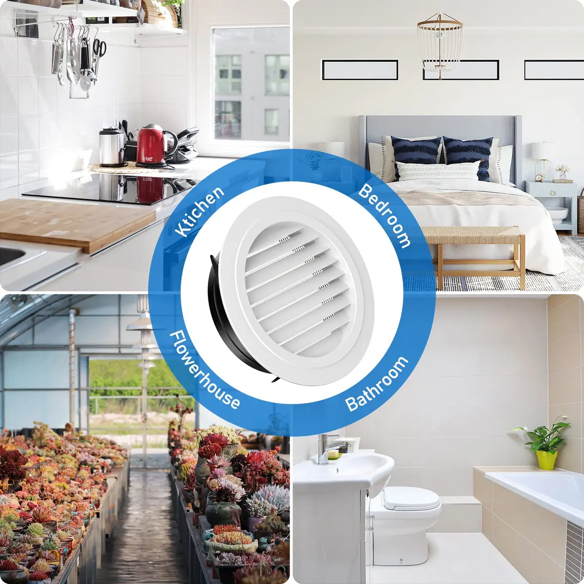 Hon&Guan 8'' Soffit Exhaust Vent, 200mm Round Wall Vent Cover for Bathroom Office Home - view 7