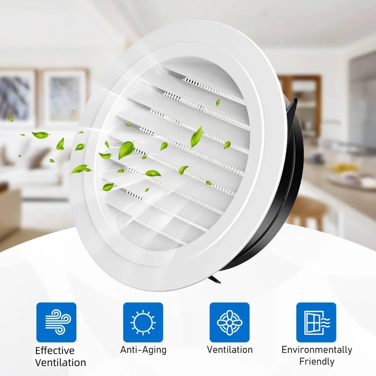 Hon&Guan 8'' Soffit Exhaust Vent, 200mm Round Wall Vent Cover for Bathroom Office Home - view 4