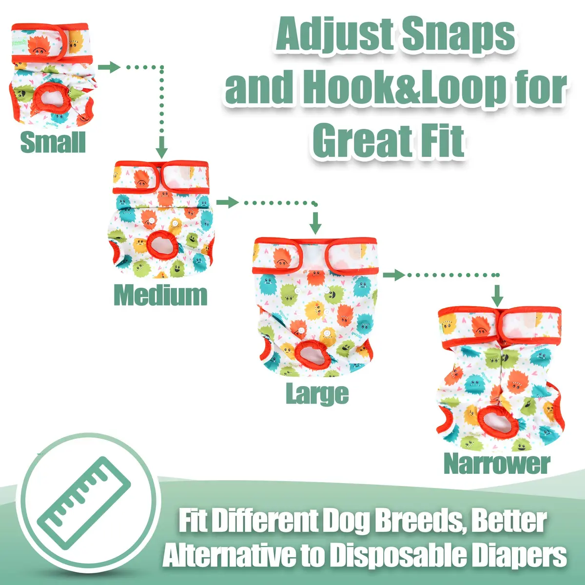 wegreeco Female Dog Diapers Medium | Reusable & Stylish Pattern for Incontinence & Heat - view 4