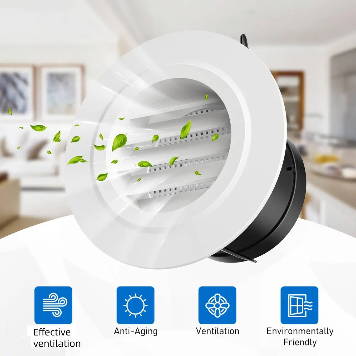 Hon&Guan 3 in Soffit Exhaust Vent, Round 75mm Vent Cover with Fly Screen for Bathroom Office Home - view 4