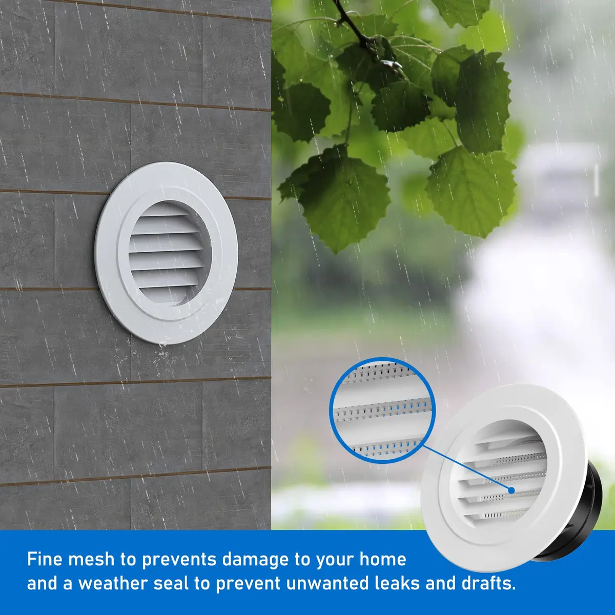 Hon&Guan White 4 Inch Soffit Vent with Fly Screen | ABS Plastic Round Exhaust Air Vent - view 5