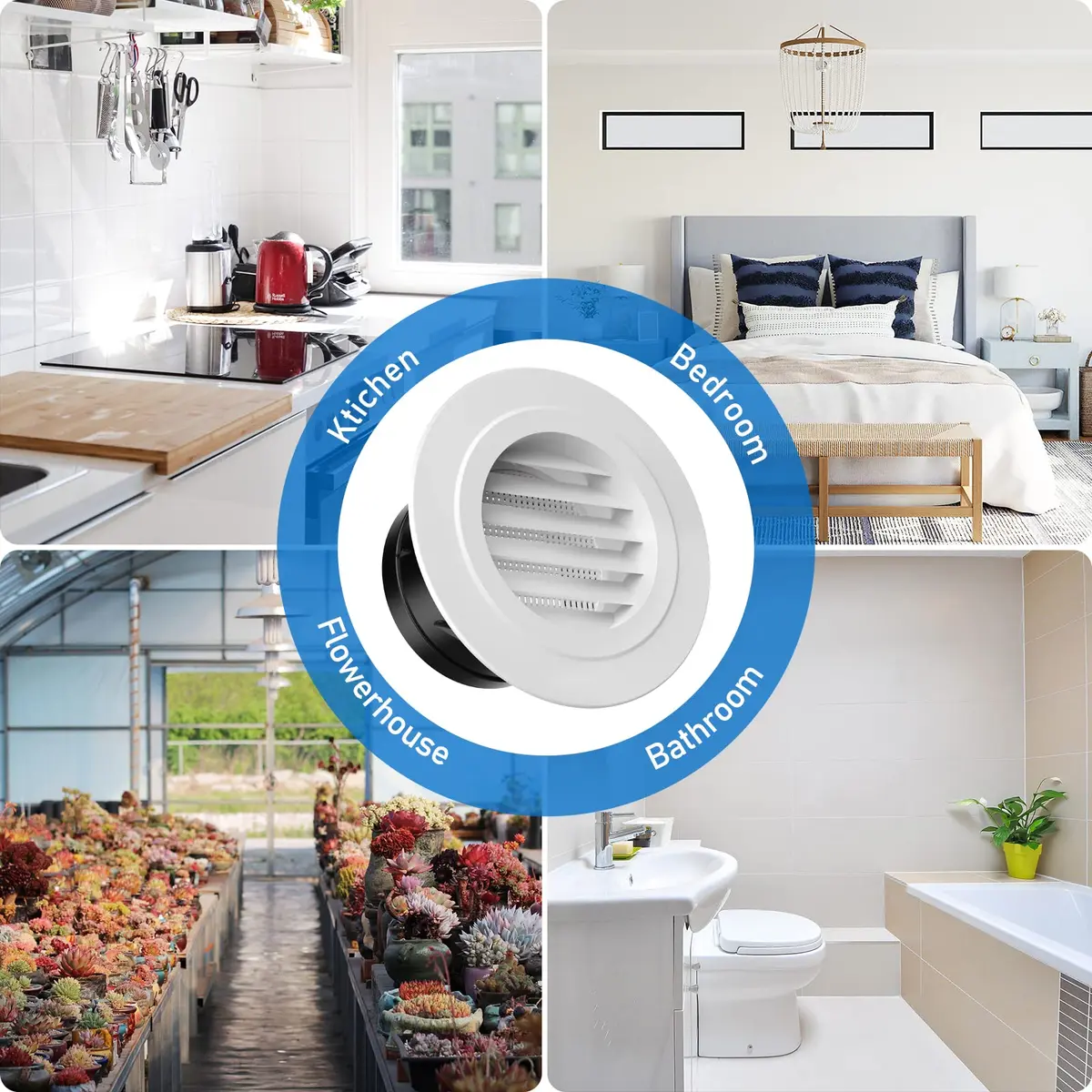 Hon&Guan White 4 Inch Soffit Vent with Fly Screen | ABS Plastic Round Exhaust Air Vent - view 7