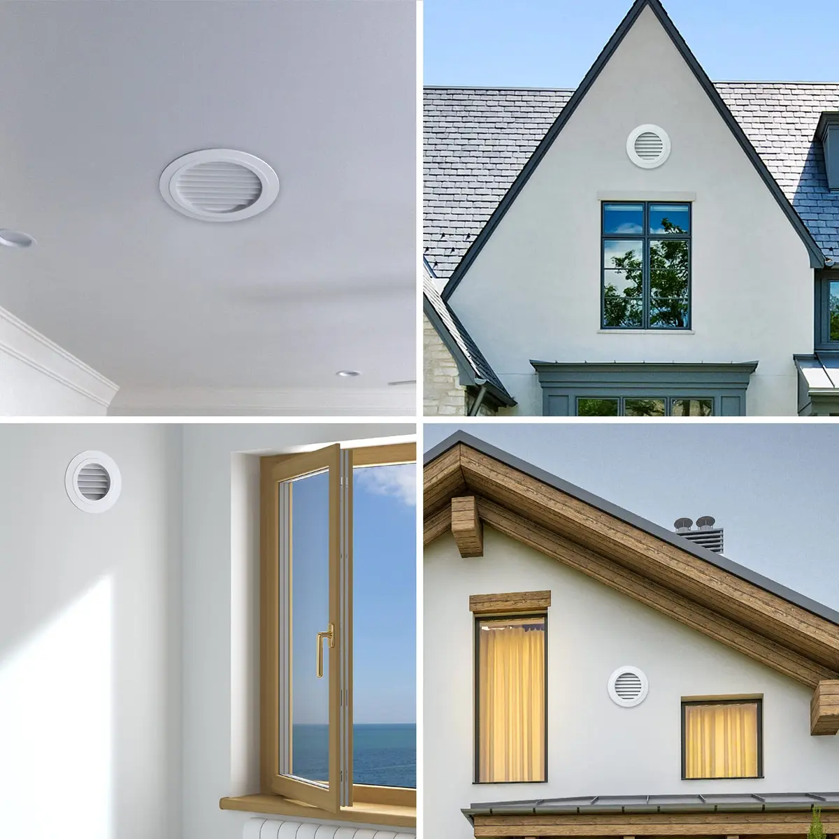 Hon&Guan White 4 Inch Soffit Vent with Fly Screen | ABS Plastic Round Exhaust Air Vent - view 8
