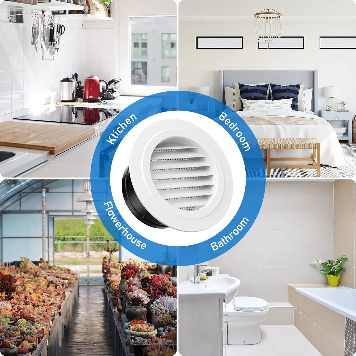 Hon&Guan 5 in Soffit Exhaust Vent ø125mm | Round Air Vent Cover with Fly Screen for Bathroom Office Home - view 6