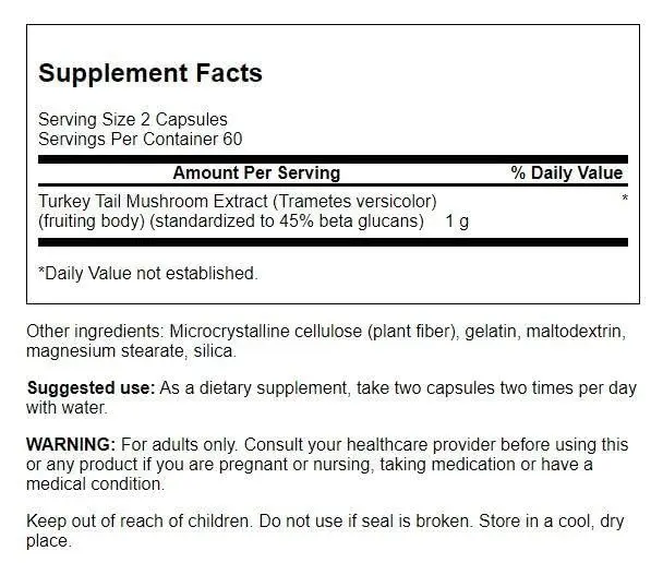 Swanson Turkey Tail Mushroom 500 mg 480 Count (Pack of 4) | Immune System Support with 45% Beta Glucans - view 2