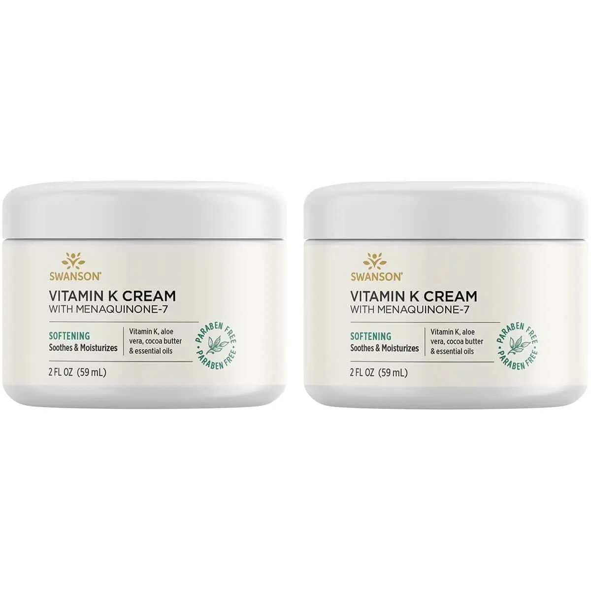 Swanson Vitamin K Cream with Menaquinone-7 59ml (2 fl oz) 2-Pack | Brightens Dark Circles - main product image