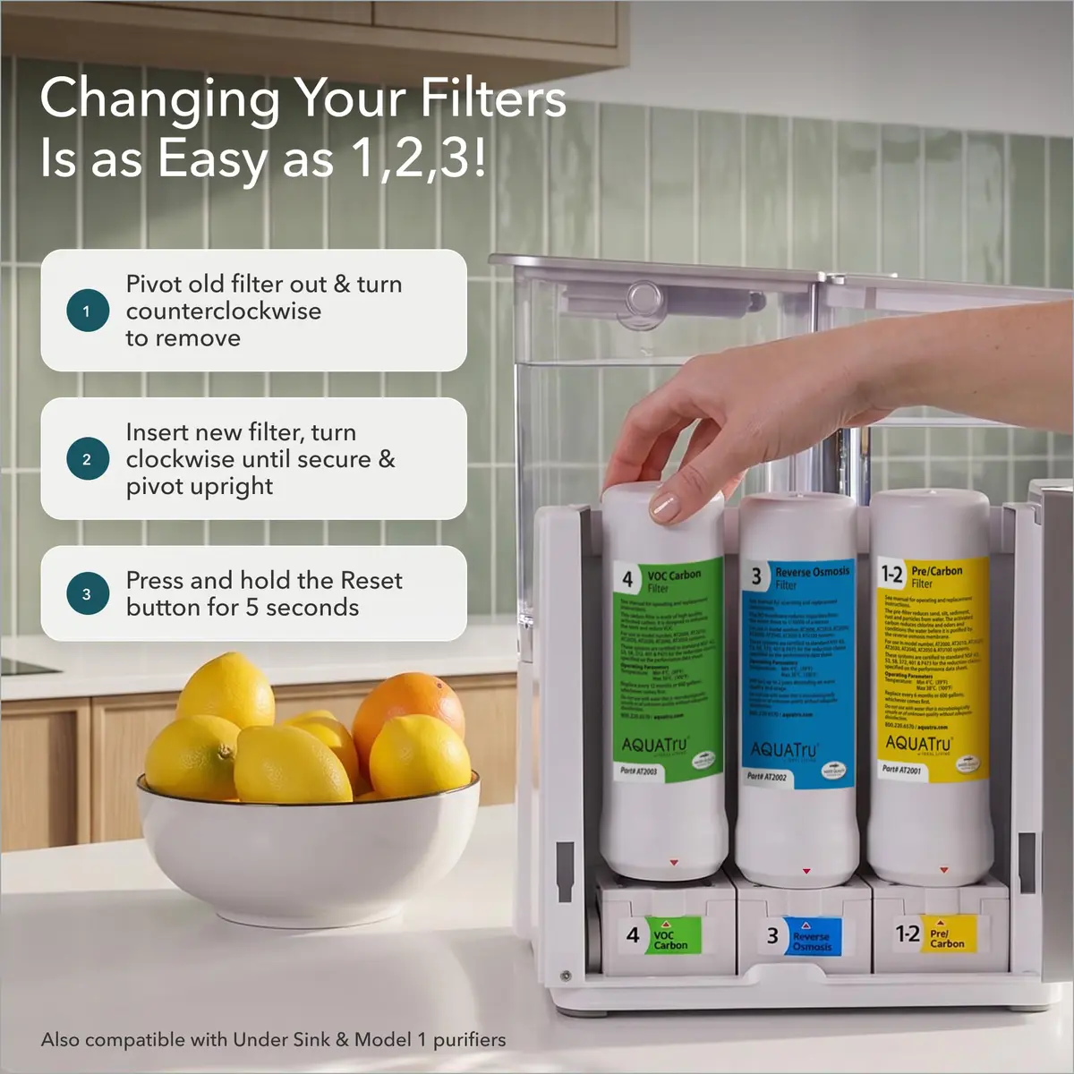 AQUA TRU Water Filter 1 Year Supply | Compatible with Reverse Osmosis Purifiers, 3 Pack - view 4