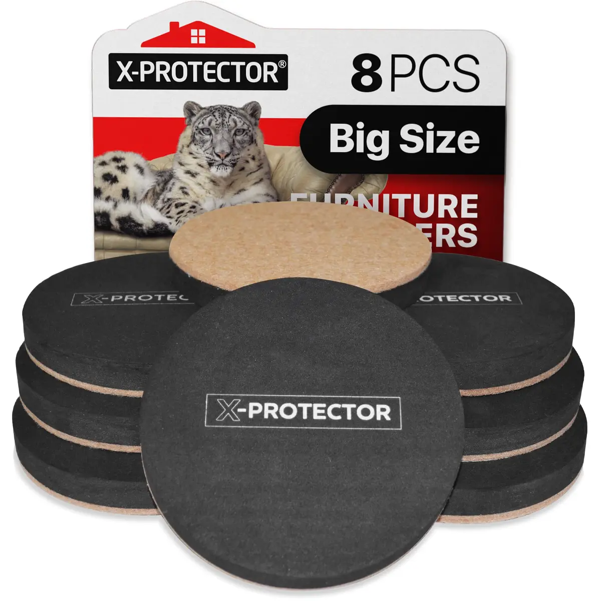 X-Protector Felt Furniture Sliders 8 pcs 4 3/4 inch | Heavy Duty Hardwood Floor Protectors - main product image