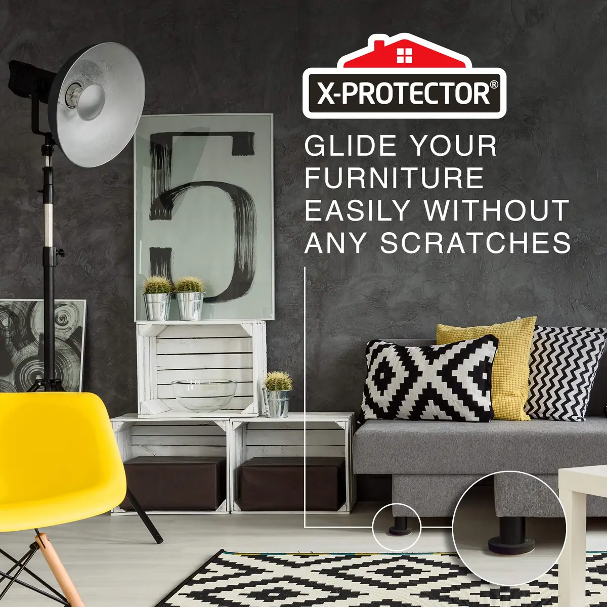 X-Protector Felt Furniture Sliders 8 pcs 4 3/4 inch | Heavy Duty Hardwood Floor Protectors - view 6