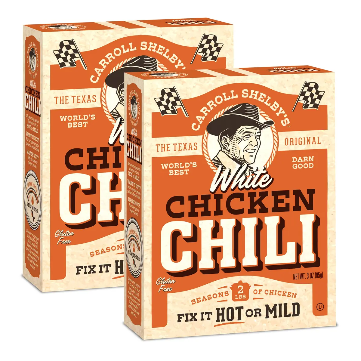 Carroll Shelby's Original Texas Brand White Chicken Chili Kit 3oz Pack of 2 | Authentic Texas-Style Seasoning - main product image
