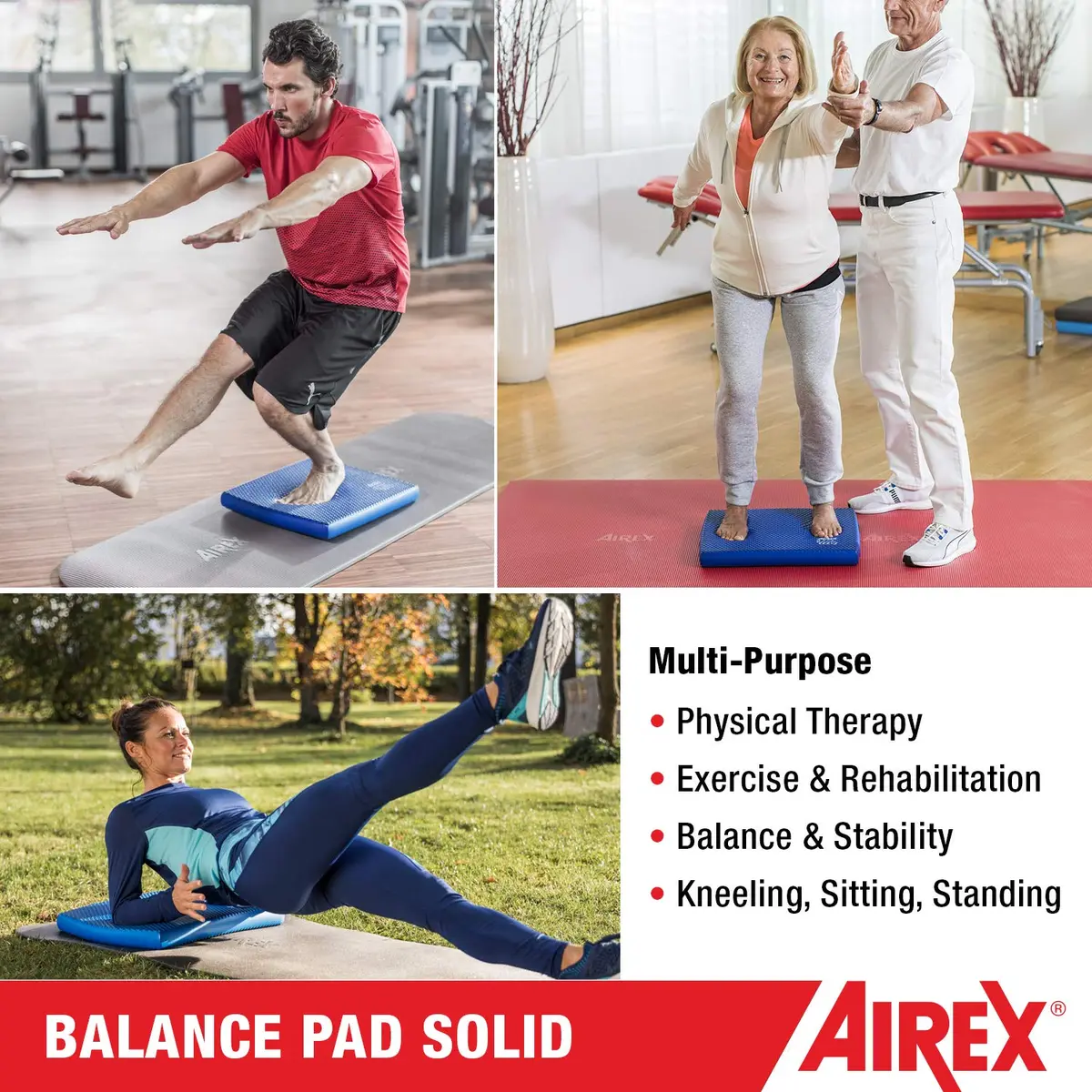 Airex Balance Pad Solid 16" x 18" x 2" | Stable, Non-Slip Foam for Rehab & Fitness - view 3
