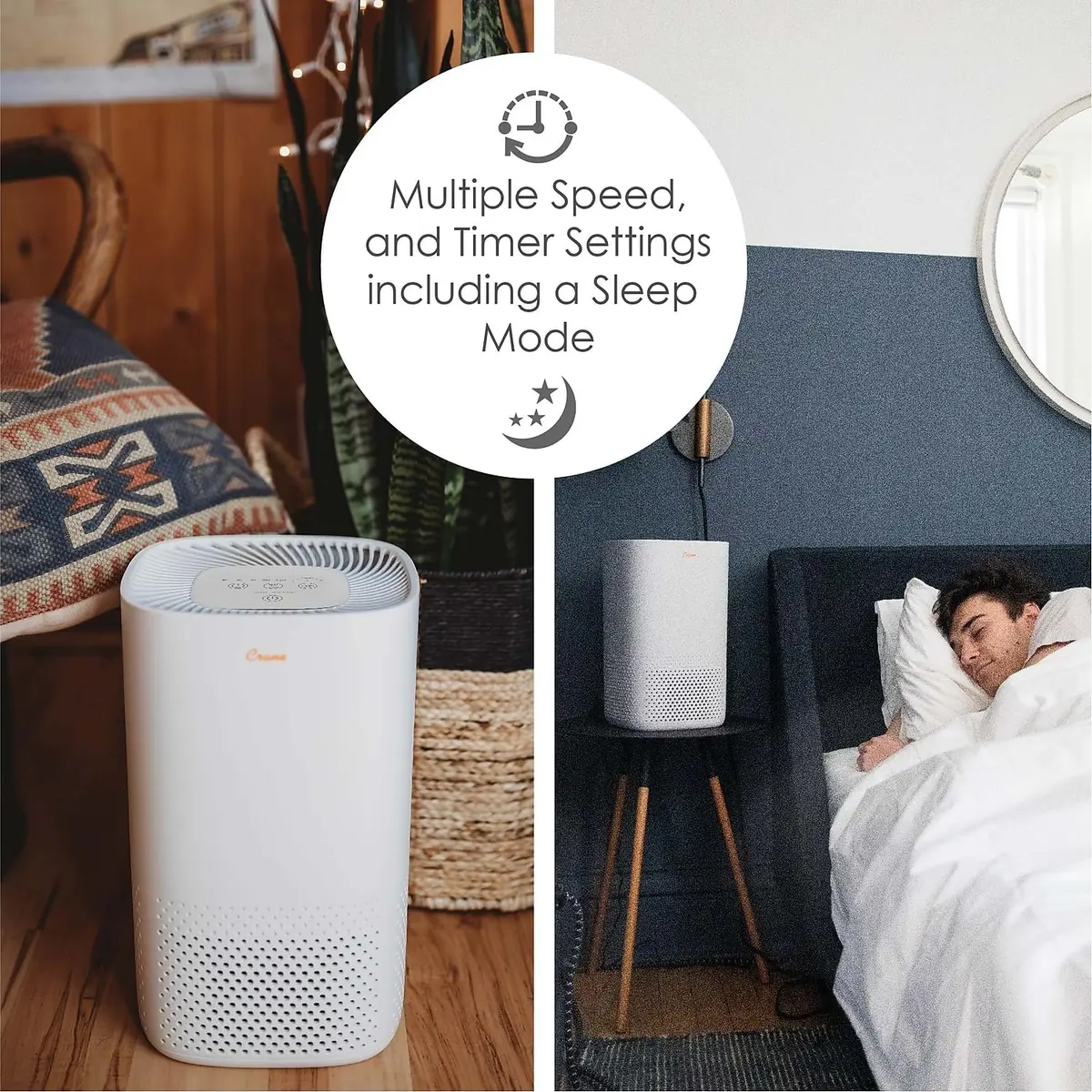 Crane Air Purifier with True HEPA Filter, UV Light, 250 Sq Feet Coverage | Sleep Mode & Timer - view 4