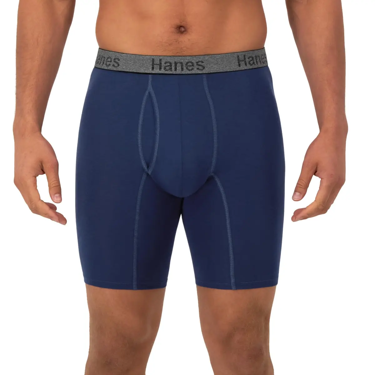Hanes Mens 3-Pack Comfort Flex Fit Ultra Soft Stretch Boxer Briefs, Long Leg 20cm (8") Inseam, Medium | Breathable Cotton Blend for All-Day Comfort - view 2