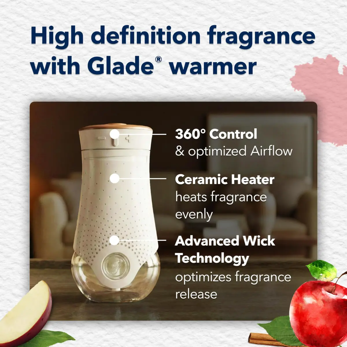 Glade Apple Cinnamon PlugIns Refills 3.35 Fl Oz (100 ml) | Continuous Fragrance for Home & Bathroom - view 6
