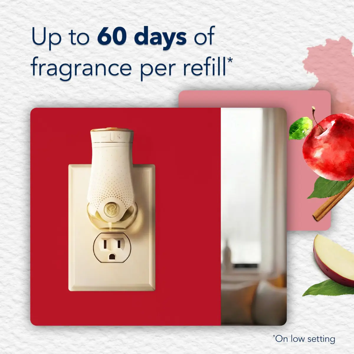 Glade Apple Cinnamon PlugIns Refills 3.35 Fl Oz (100 ml) | Continuous Fragrance for Home & Bathroom - view 2