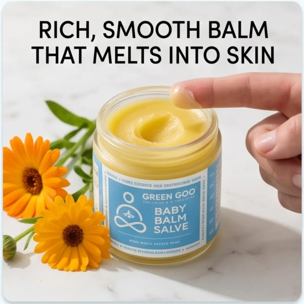 Green Goo Baby Balm, Organic Gentle Moisturizing & Soothing Baby Lotion, 4 Oz Jar | Supports Sensitive Skin & Skin Irritations - view 5