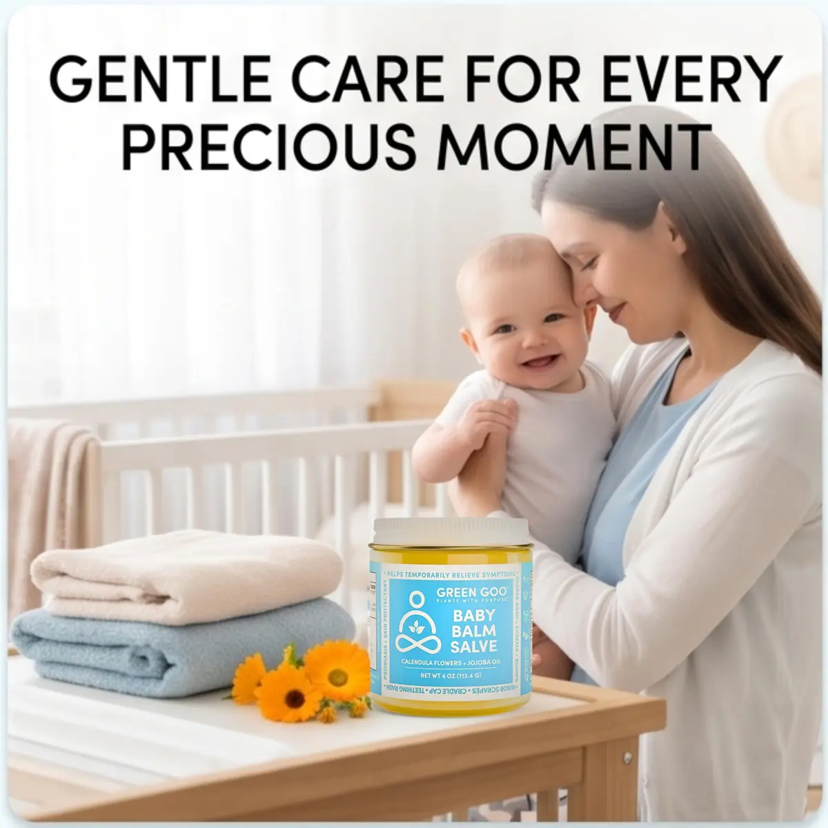 Green Goo Baby Balm, Organic Gentle Moisturizing & Soothing Baby Lotion, 4 Oz Jar | Supports Sensitive Skin & Skin Irritations - view 7