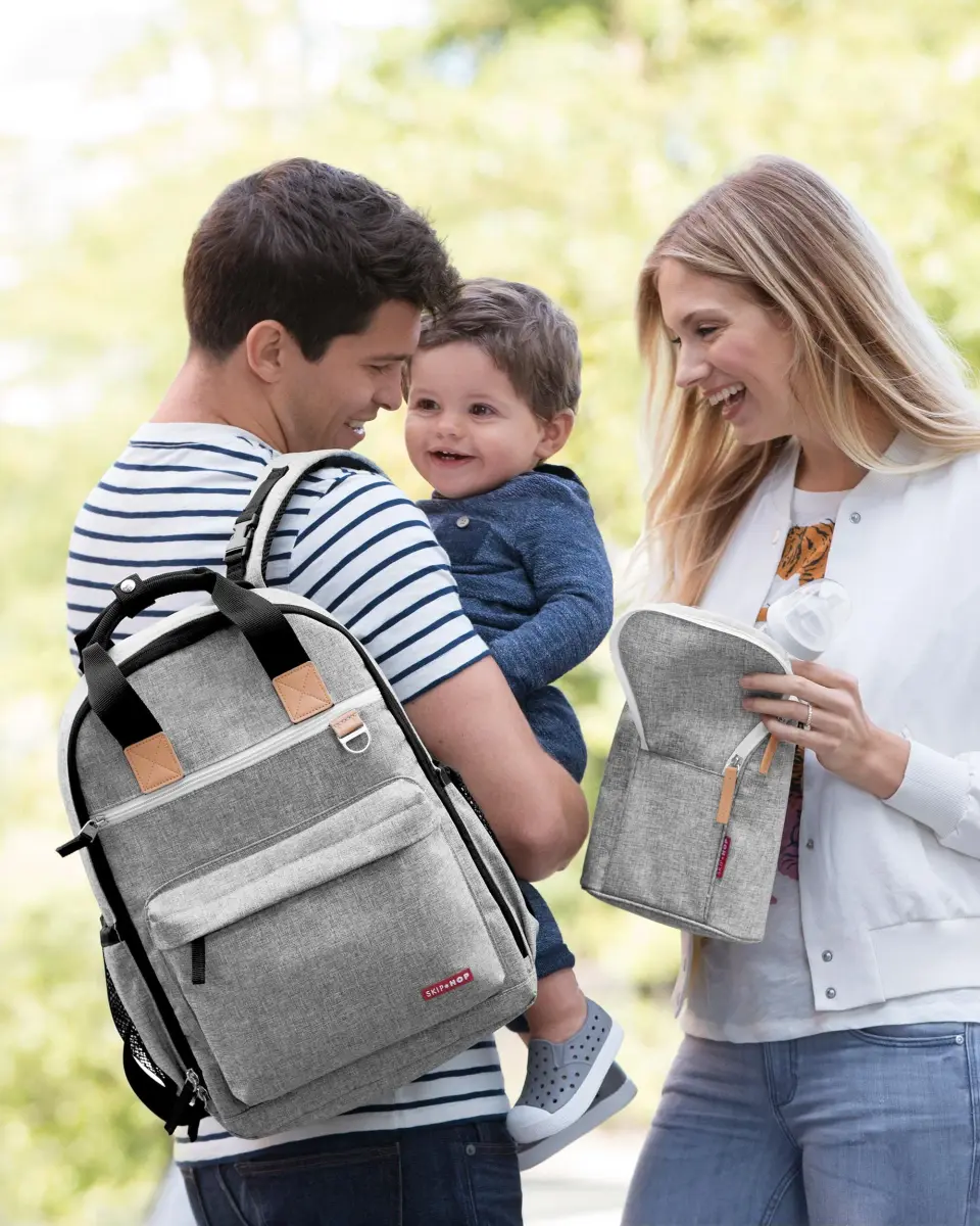 Skip Hop Grab & Go Insulated Baby Bottle Bag, Grey Melange, 20.7cm (8.15in) x 25.3cm (9.96in) x 10.4cm (4.09in) | Keeps 2 Bottles Warm or Cold - view 5