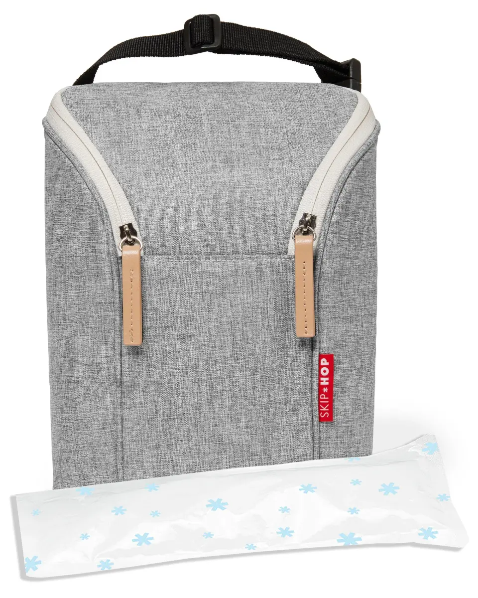 Skip Hop Grab & Go Insulated Baby Bottle Bag, Grey Melange, 20.7cm (8.15in) x 25.3cm (9.96in) x 10.4cm (4.09in) | Keeps 2 Bottles Warm or Cold - view 6