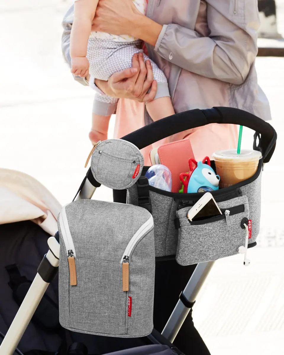 Skip Hop Grab & Go Insulated Baby Bottle Bag, Grey Melange, 20.7cm (8.15in) x 25.3cm (9.96in) x 10.4cm (4.09in) | Keeps 2 Bottles Warm or Cold - view 7